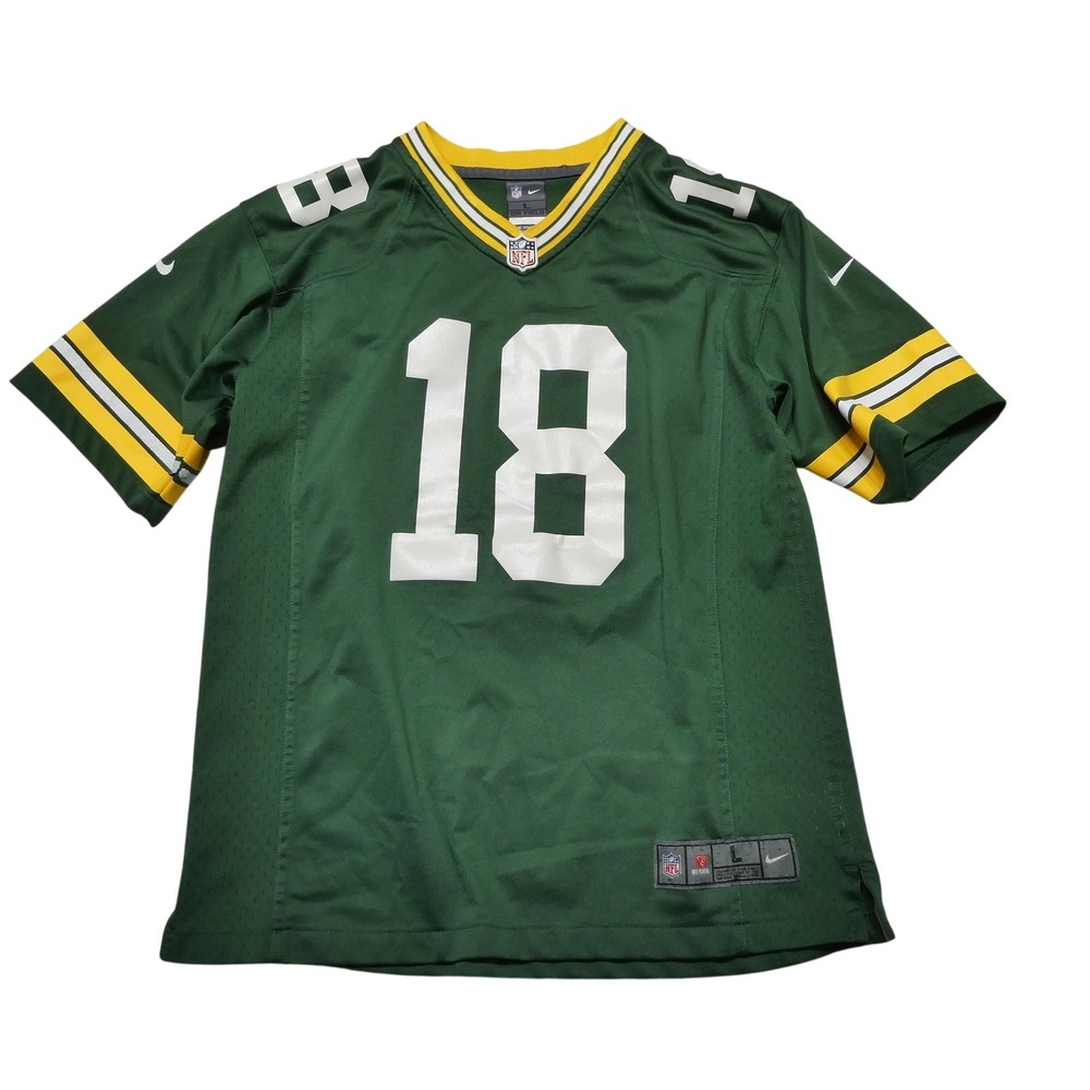 Green Bay Packers Jersey Boys Large Green NFL Randall Cobb 18 Nike On Field
